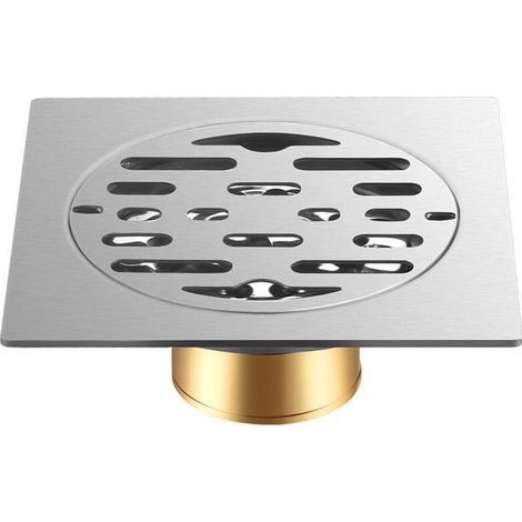 Siphon De Sol en Acier Inoxydable Épais Drain De Douche Carré Anti-Odeur 100 x 100mm (1/4)