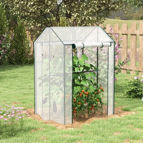 Serre de 2 pièces - trous d’aération et couvercle renforcé - mini serre avec 2 portes roulantes - 100 x 80 x 150 cm