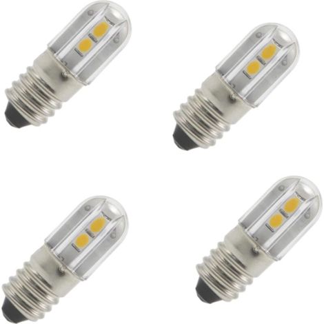YMYNY Ampoules E10 AC,Lot de 4 Ampoules LED E10 240V Blanc Chaud Led Rechange Miniatures 1W 100LM Ampoules à vis -Mise à Niveau pour Lampes Frontales, Lampes Torches (Blanc Chaud (3000K), 240V)