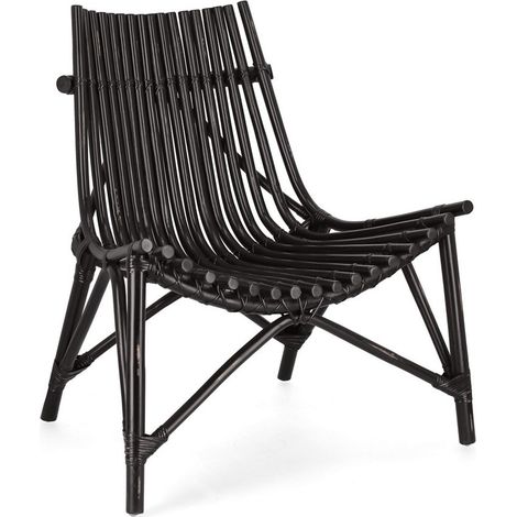 Sedia Lounge "Menendez" in rattan, finitura a base di nitrocellulosa -Naturale (1/4)