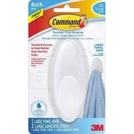 El gancho para toallas para baÃ±o grande Commandâ¢ es nuestra innovadora soluciÃ³n para colgar en el baÃ±o toallas pesadas con seguridad y sin ocasio (1/2)