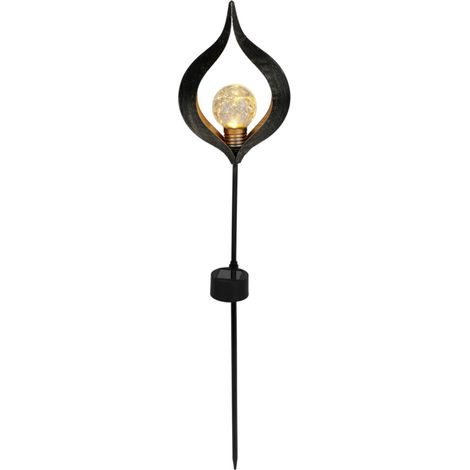 Solar Metall-Gartenstecker 58,5cm LED Glaskugel Gartendeko Mond Tropfen Flamme - Tropfen (1/2)