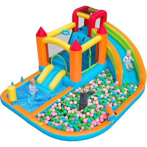 Parc aquatique  multifonction avec souffleur,toboggan aquatique,trampoline et deux zones de piscine.
