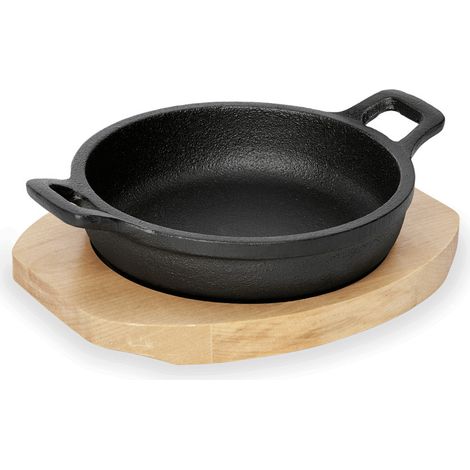 Poêle de service fonte et support bois Ø 10 cm H 3 cm IRON DINING - Was Germany (1/2)