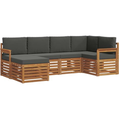 Ensemble de canapé d'angle 6 pcs Salon de jardin Naturel et Anthracite (1/5)