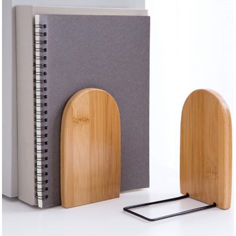 Serre-livres créatif en bambou, serre-livres en bois, support pour cahier d'écolier, rangement pour étagère, serre-livres mignon, protège-livres, petit serre-livres (1/4)