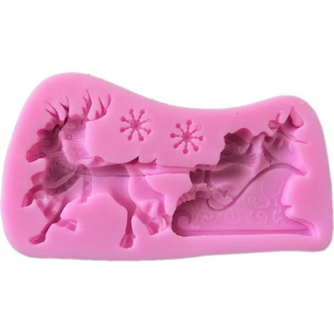 Moule à Gâteau en Silicone Père Noël Traîneau Renne, pour Biscuits Chocolat et Pâtisseries de Noël (1/5)