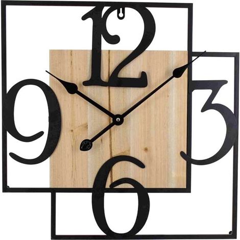 OROLOGIO MODERNO DA PARETE IN METALLO E LEGNO 50X50 CM