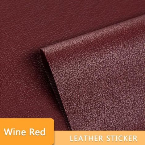 Papier peint,Patch de réparation auto-adhésif en cuir PU,pour sièges de voiture,papier peint imperméable- Wine Red -50CM x 137CM[A]