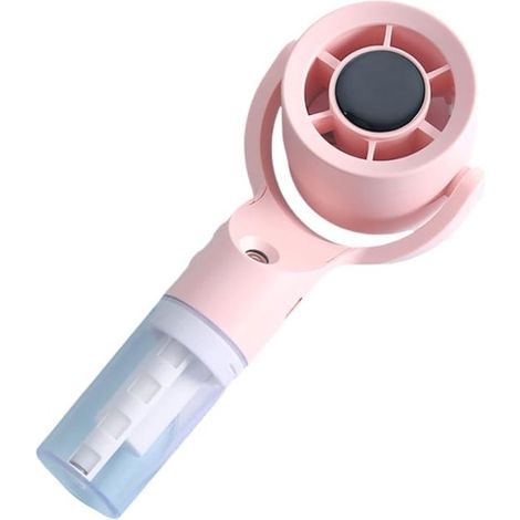 Mini ventilateur brumisateur rechargeable USB, silencieux, 3 vitesses, pulvérisateur d'eau, pour festival, plage et voyage, rose (1/5)