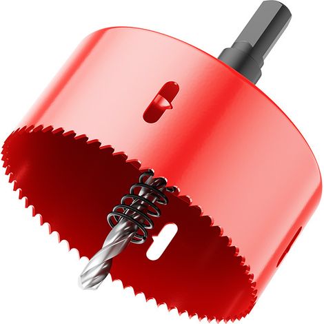 Scie cloche, outil de perçage pour métaux - Rouge, tige de 10 mm, diamètre de 70 mm, profondeur de trou de 36 mm (1/5)