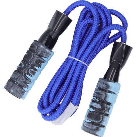 Corde à sauter anti-nœuds avec roulements à billes, idéale pour l'entraînement physique, le renforcement musculaire et la réduction de la masse musculaire (2,8 m / 9,2 pi). (1/5)