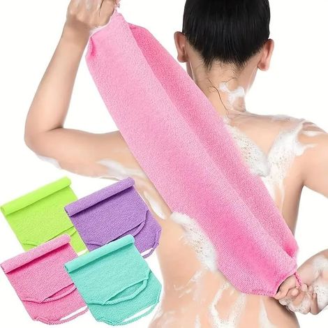 Set aus vier langärmeligen Peeling-Rückenhandtüchern – für eine gründliche Reinigung und Entfernung abgestorbener Hautschüppchen. (1/3)