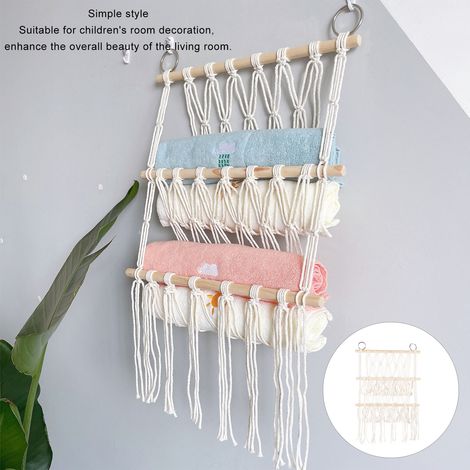 Multi Layer Stuffed Animal Toy Net Wall Hanging Organizer Plush Toy Display with Wooden Stick for Books Dolls Towels Triple layer (1/5)