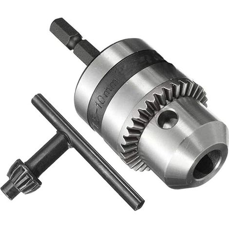 1,5-10 mm Mandrin de Perceuse Électrique de Tige Hexagonale 1/4", Montage 3/8-24UNF Convertisseur Mandrin de Perçage Universel, Adaptateur de Connexion à Changement Rapide avec Clé de Mandrin