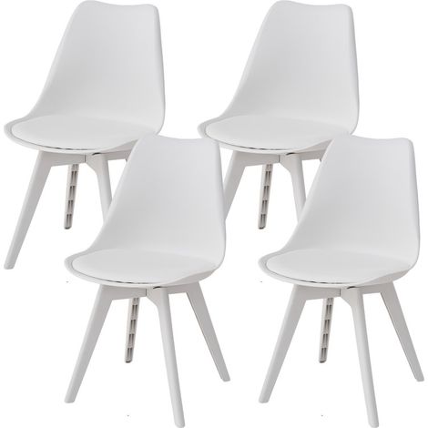 Wokaka - Set di 4 sedie da pranzo - design minimalista - Sedie bianche, ergonomiche - sale da pranzo, soggiorni e sale conferenze