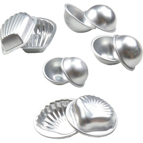10 moldes para bombas de baño, 5 formas, aleación de aluminio, para jabones artesanales, velas, pasteles, helados y manualidades. (1/5)