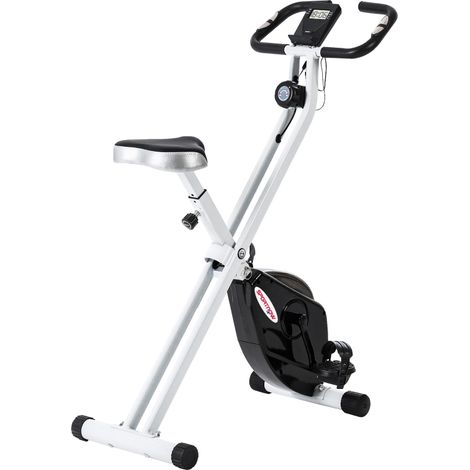 Folding and Quiet Exercise Bike with 8-Level Magnetic Resistance and Heart Rate Sensor, for Home Gym, Black and White (1/3)