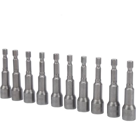 10-teiliger Sechskant-Steckschlüsselsatz mit starkem Magnetzubehör aus Chrom-Vanadium-Stahl (10 mm) (1/5)