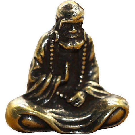 Statuette miniature rétro en laiton du Bouddha Dharma - Figurine du maître Bodhidharma pour la décoration intérieure et la méditation (1/5)