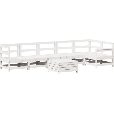 Maison Exclusive - Set Divani da Giardino 7 pz Bianco in Legno Massello di Pino