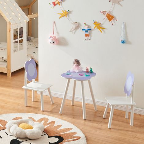 Kindersitzgruppe Simrishamn mit Blumen-Design Weiß/Lila [en.casa] (1/5)