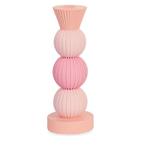 Tono Su Tono Portacandela Sfere Rosa Pesca H 230 Mm