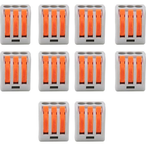 Lot de 10 bornes à sertir pour câbles rigides flexibles, connecteurs rapides pour fils conducteurs, PCT213 (1/5)
