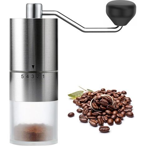 Manuelle Kaffeemühle – silberfarben, tragbare Outdoor-Kaffeemühle, Kaffeemühle für Zuhause, hervorragendes Preis-Leistungs-Verhältnis, manuelle Mühle, exzellenter Kaffeegenuss, ein unverzichtbares Wer (1/5)