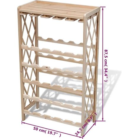 vidaXL Weinregal Kiefernholz 25 Flaschen braun
