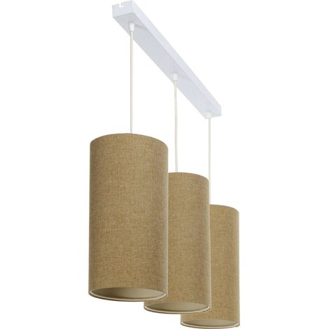 Suspension boho élégant en tissu crème hauteur ajustable - Beige crème tissu structuré (1/4)