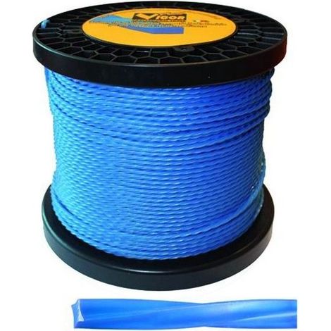 Vigor 4484750 Filo per Decespugliatore Spiralato in Nylon con Polvere di Alluminio Diametro 4 mm Lunghezza 120 mt colore Blu