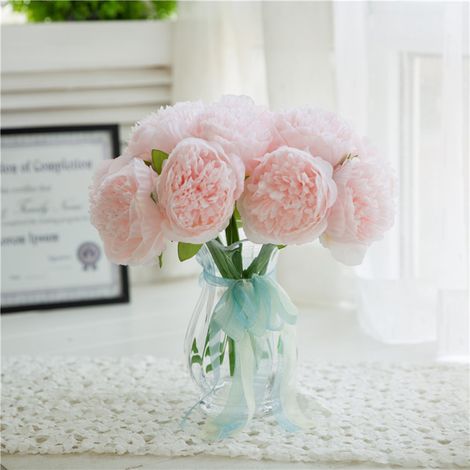 Pivoine artificielle, fausse pivoine, pivoine en soie, bouquet de mariage (rose) (1/5)