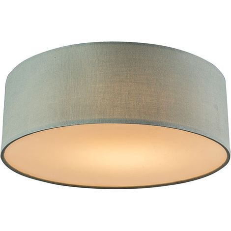 Plafonnier LED vert 30 cm – Abat-jour en coton – 950 lumens – 2700K – Pour salon, chambre, salle à manger (1/4)
