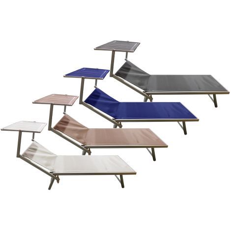 LETTINO DA SPIAGGIA CON PARASOLE 'ATRANI' telo colore bianco 2 PZ