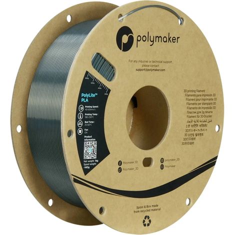 [NEUWERTIG] B-Ware Polymaker Filament 3 D Druckmaterial Pla 1,75mm Seide Poly Lite Gun Metal Gray 1kg