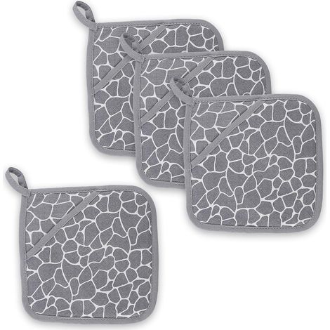 4 Maniques de Cuisine en Silicone et Coton, 20 cm (1/5)