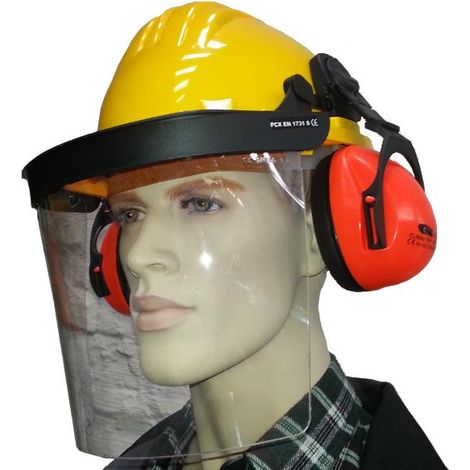Bauhelm mit Gesichts- und Gehörschutz in versch. Farben gelb (1/2)