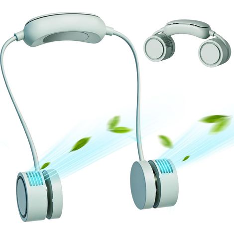 Ventilatore da collo - Ventilatore portatile senza pale - 3 velocità - Sistema di raffreddamento migliorato - Ricaricabile tramite USB 1600mAh - Silenzioso - Viaggio e campeggio - Verde - 1600m (1/5)