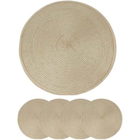 QORVA-Set de table rond - Sets de table - Set de table rond - Set de table beige - Set de table beige - Set de table - PP tissé