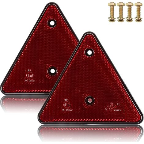 Catadioptres Triangle Remorque Rouge, Catadioptre à Visser,Réflecteur pour Remorque,catadioptres triangulaires rouges,Catadioptre Triangle Remorque,Homologué Emark catadioptre remorque(2pcs) (1/5)