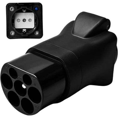 Adaptador universal de 16 A tipo 2 a Schuko para vehículos eléctricos: conexión multifuncional para estaciones de carga de automóviles.