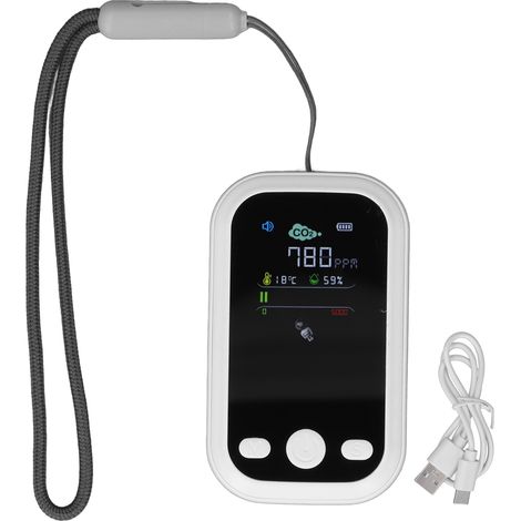 Détecteur de CO2, détection NDIR de Type C, testeur de température et d'humidité, moniteur Portable de qualité de l'air, blanc