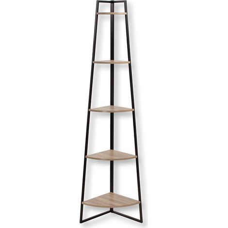 CALICOSY - Étagère d'angle 5 étages Décor Bois H180 cm LEXIE