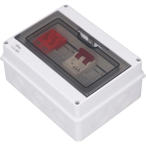 500V 63A Solar-Kombinationsbox, 30A Sicherung, 2-poliger Leitungsschutzschalter, 40kA Überspannungsableiter, IP65 wasserdichte PV-Elektrobox (1/5)