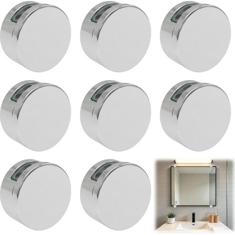 8 Wandspiegelclips – 8er-Pack – Zinklegierung – Befestigung für 3–5 mm Glas mit Silikon – Bad und Wohnzimmer – Silber, 27 mm (1/5)