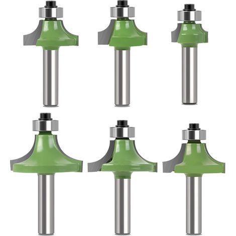 Lot de 6 Fraise Défonceuse à Bois 8 mm, Fraise Quart de Rond avec Tige 8 mm, Fraises pour Défonceuse à Bois, Fraise à Rainurer Arrondi pour le Travail du Bois (1/5)