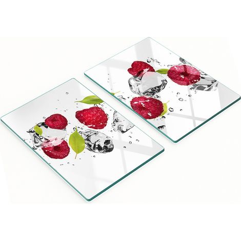 Taglieri decorativi in vetro per tagliare e servire, colore lampone e acqua, 2x40x52 cm (1/5)