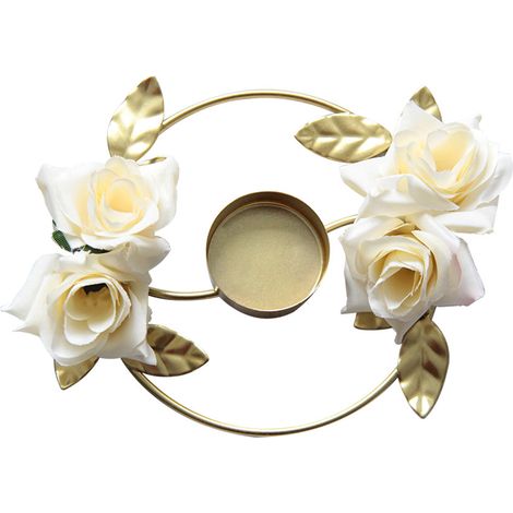 1 Support bougie fer forgé rose artificielle design élégant décoration intérieur salon mariage (1/5)