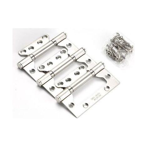 Charnières de porte en acier inoxydable, pour portes d'entrée et portes de chambre à coucher, 100 mm x 38 mm x 2 mm (3 pièces) (1/5)